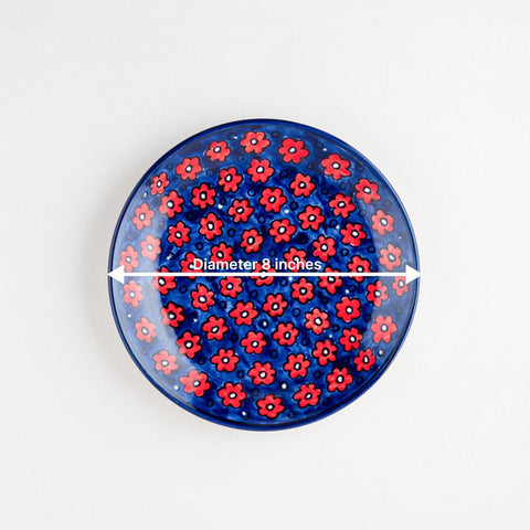 Red Floral 6-Piece Ceramic Dinner Set, Blue - Eyaas