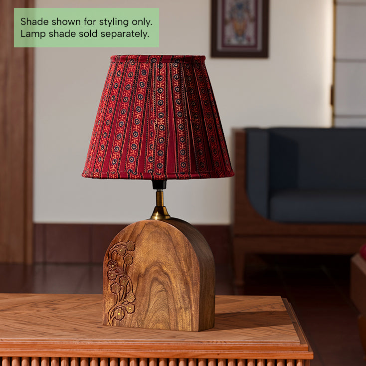 Wood with Brass Inlay Table Lamp Base (Arch)