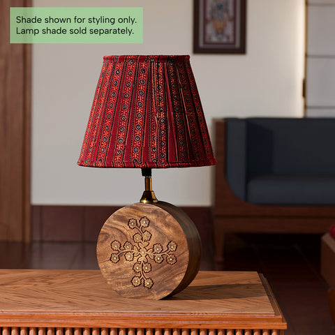 Wood with Brass Inlay Table Lamp Base (Round)