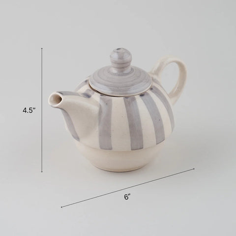 Striped Ceramic Kettle with Cup Tea Set - Eyaas