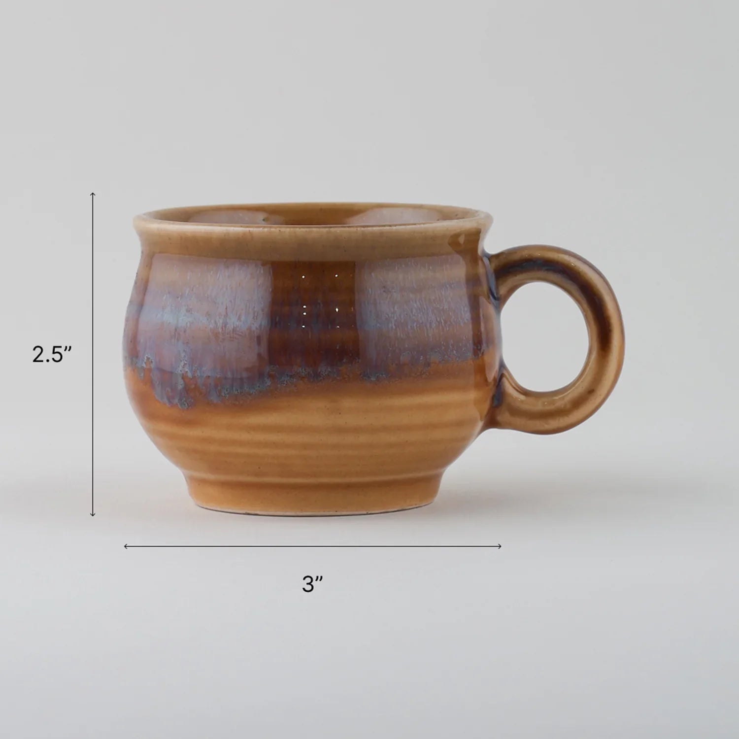 Ochre & Grey Ceramic Tea Cups Set of 2, Each of 200 ml