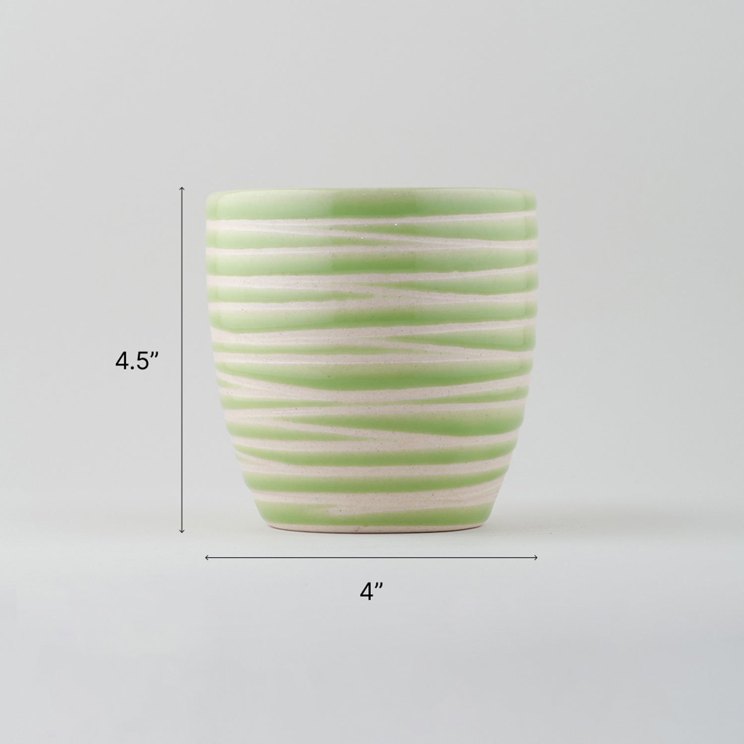 Light Green Striped Ceramic Flower Pot