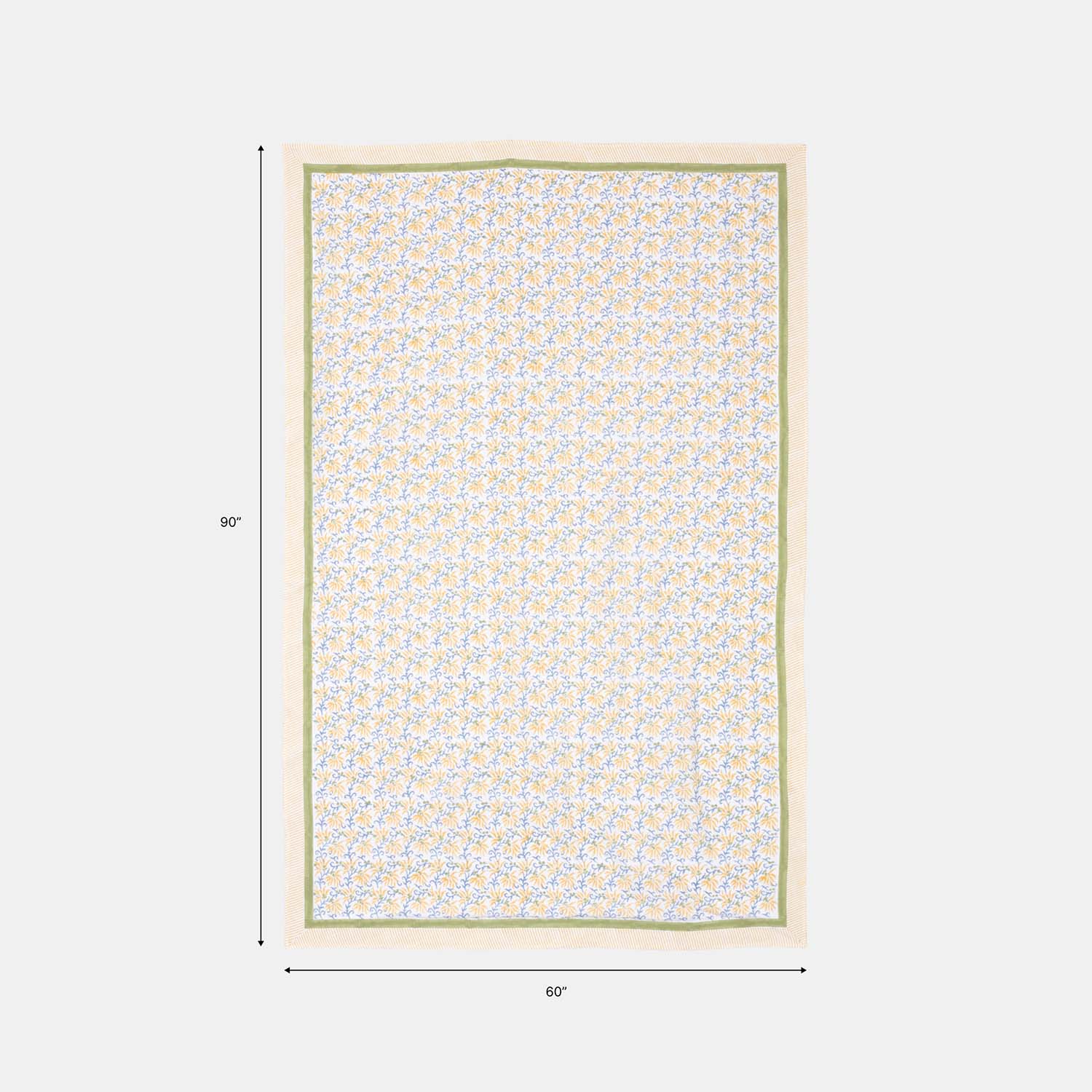 Yellow Lily Hand Block Printed Floral Table Cloth