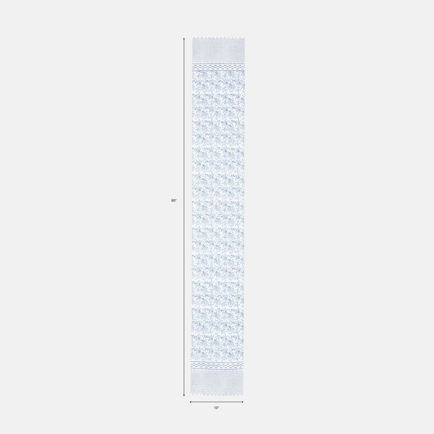 Blue Lily Hand Block Printed Floral Table Runner