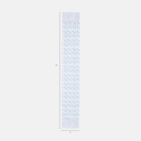 Blue Lily Hand Block Printed Floral Table Runner, 13x90