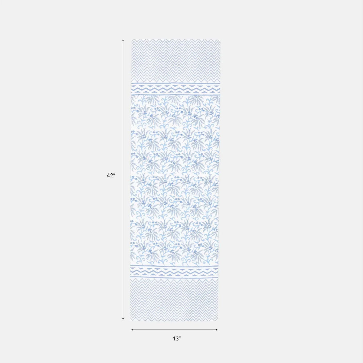 Blue Lily Hand Block Printed Floral Table Runner