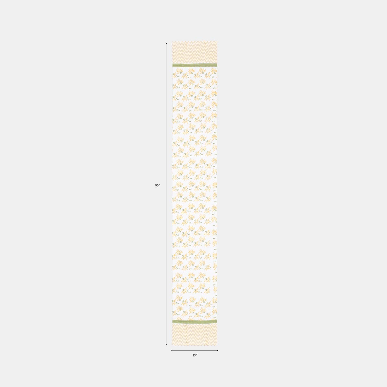 Yellow Lily Hand Block Printed Floral Table Runner, 13x90