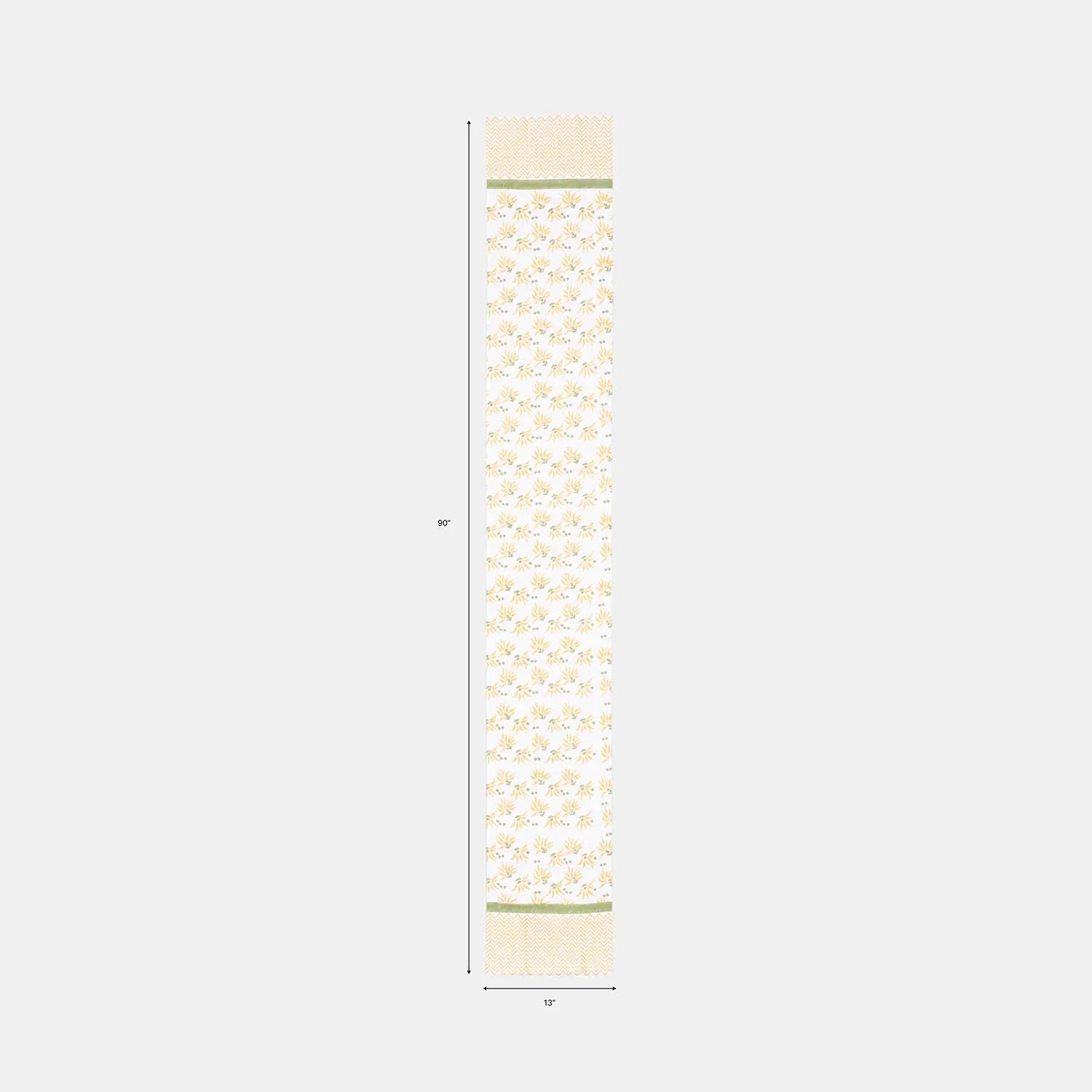 Yellow Lily Hand Block Printed Floral Table Runner