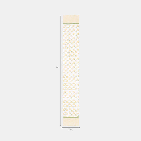 Yellow Lily Hand Block Printed Floral Table Runner, 13x90