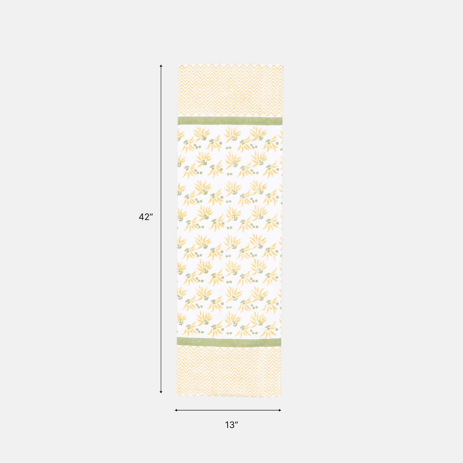 Yellow Lily Hand Block Printed Floral Table Runner, 13x42
