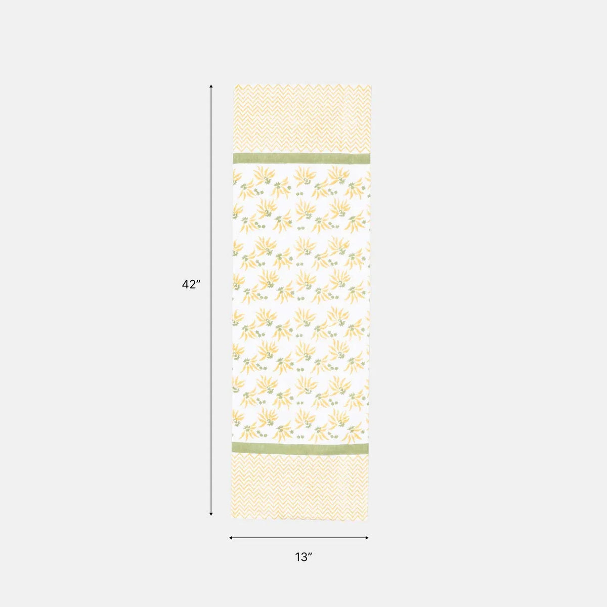 Yellow Lily Hand Block Printed Floral Table Runner