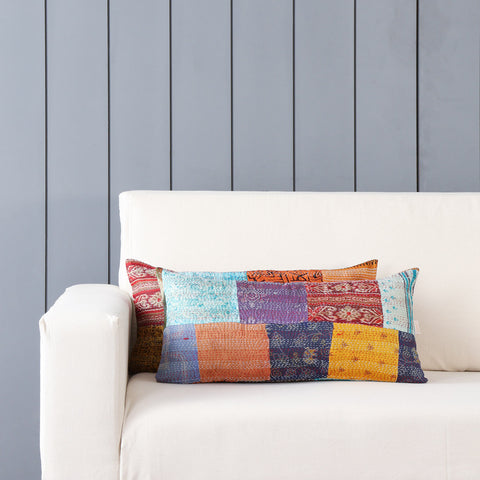 Patchwork Kantha Cushion Cover - 11"X22" - Set of 2