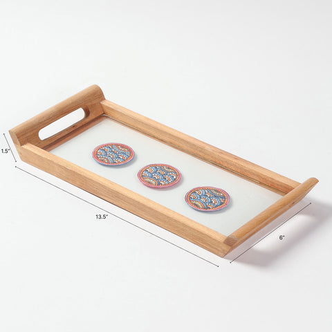 Sheesham Wood & Hand-Painted Paper Tray - Eyaas