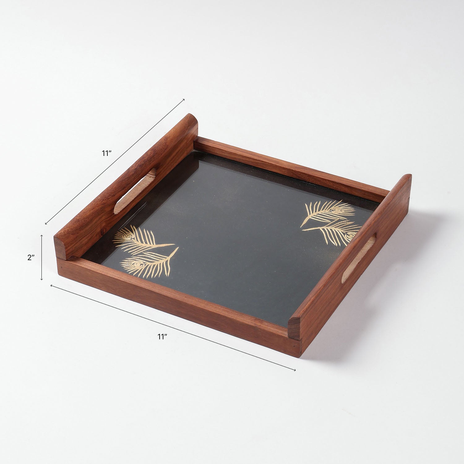 Sikki Grass Work Sheesham Wood Square Tray