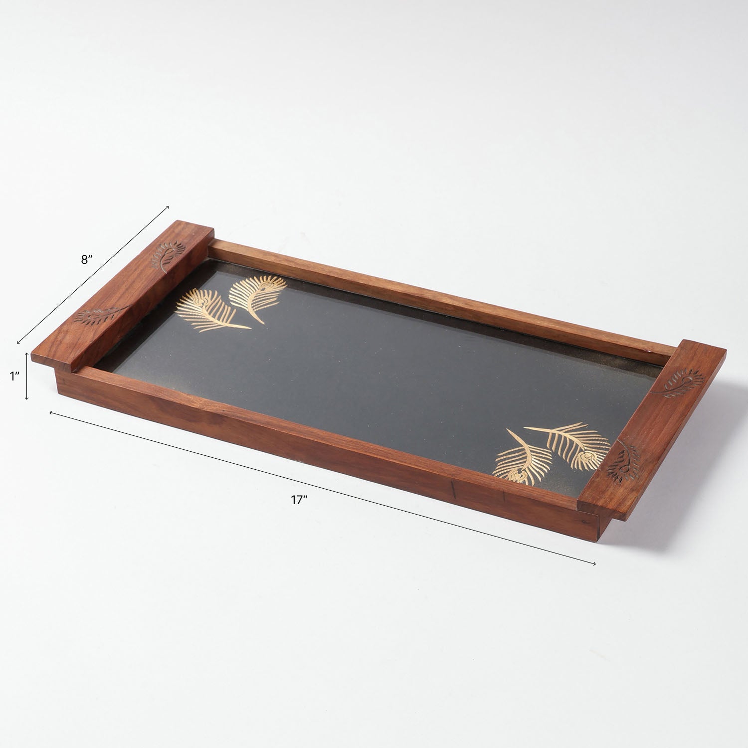 Sikki Grass Work Sheesham Wood Rectangular Tray