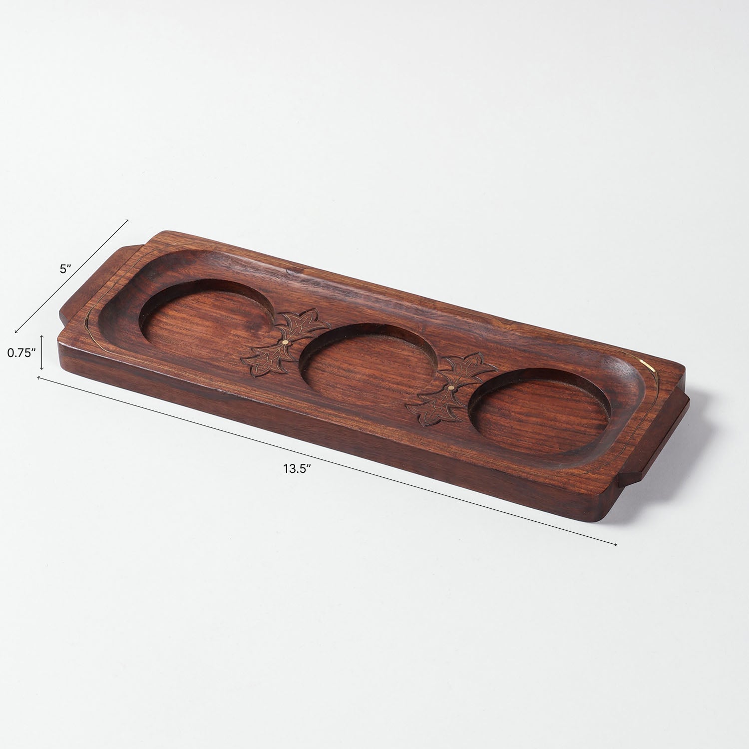 Three-Section Sheesham Wood Serving Tray