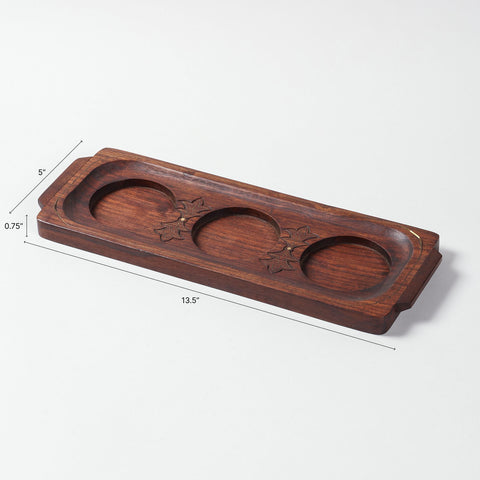 Three-Section Sheesham Wood Serving Tray - Eyaas