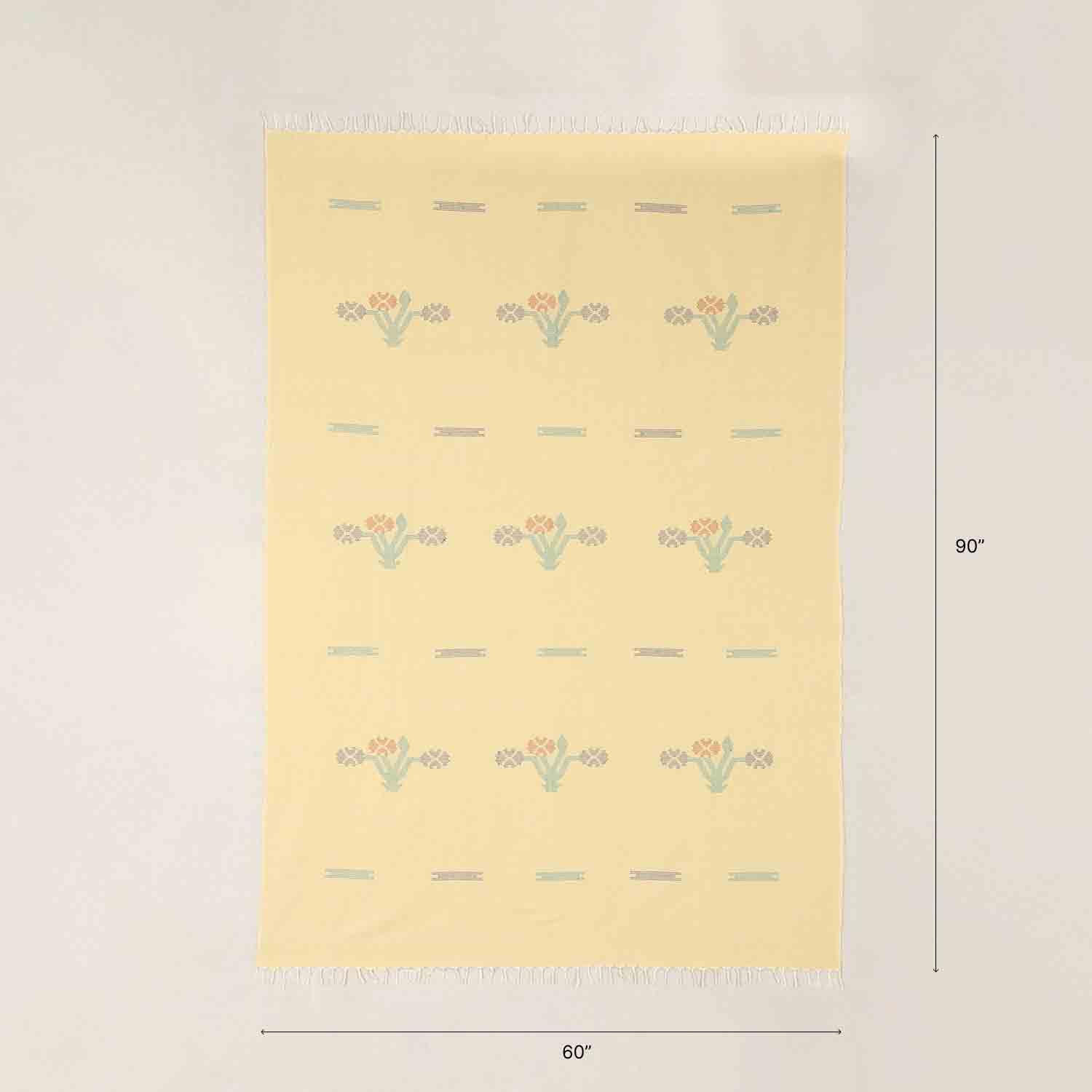 Hand-woven Bawan Buti Single Bedcover, Yellow