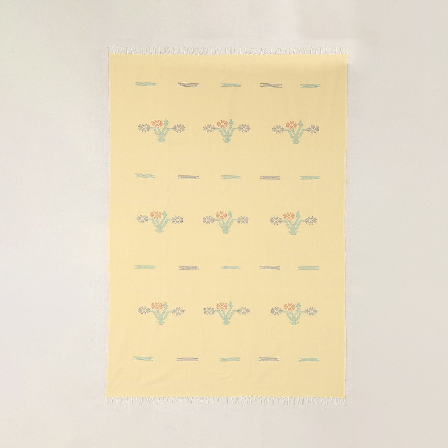 Hand-woven Bawan Buti Single Bedcover, Yellow