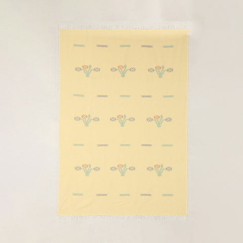 Hand-woven Bawan Buti Single Bedcover, Yellow