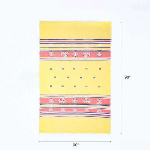 Hand-woven Bawan Buti Single Bedcover, Yellow & Black