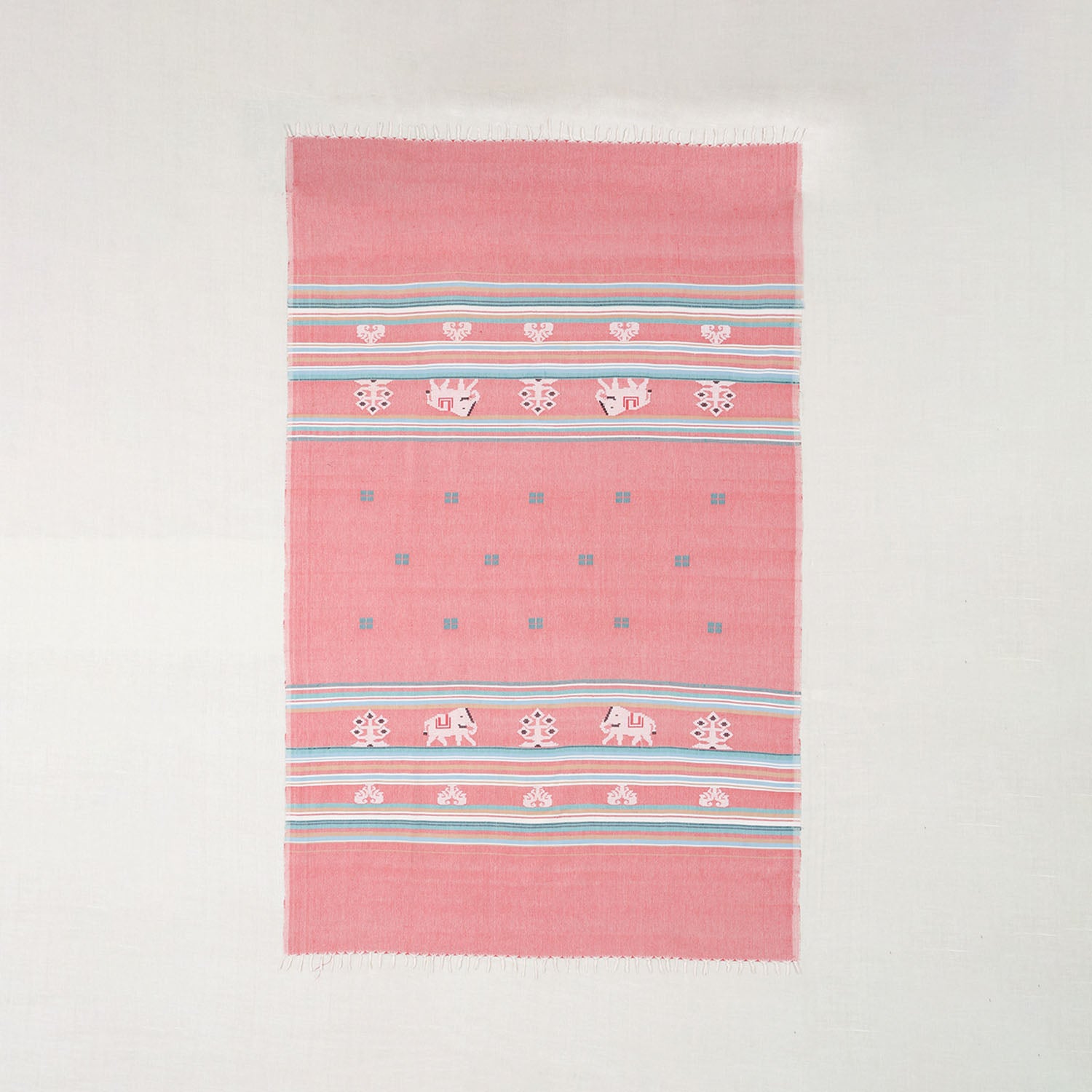 Hand-woven Bawan Buti Single Bedcover, Carrot Red