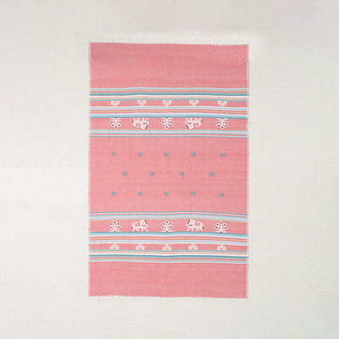 Hand-woven Bawan Buti Single Bedcover, Carrot Red