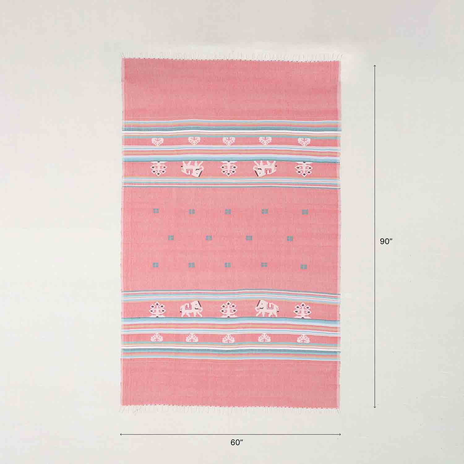 Hand-woven Bawan Buti Single Bedcover, Carrot Red