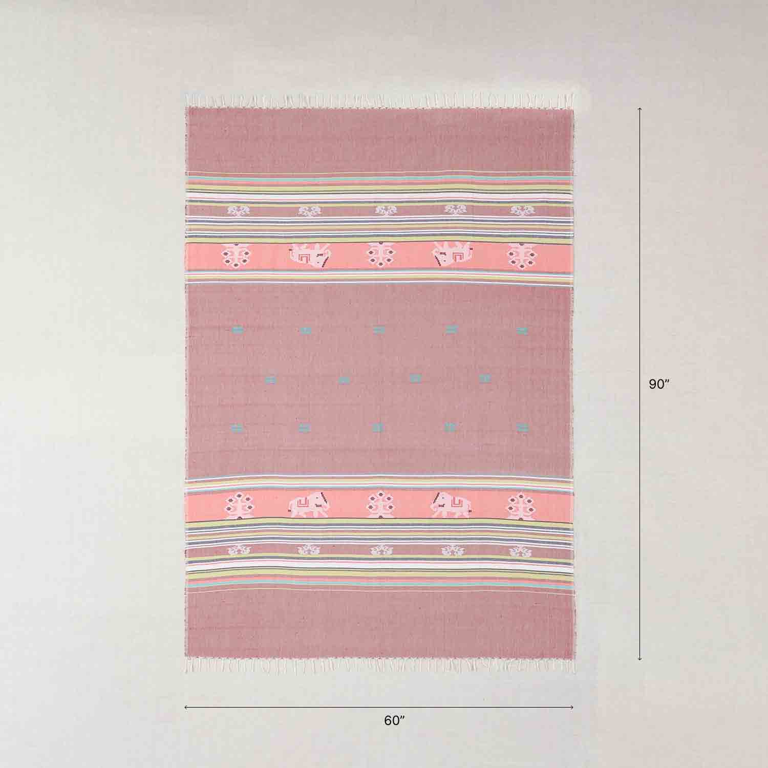 Hand-woven Bawan Buti Single Bedcover, Brown