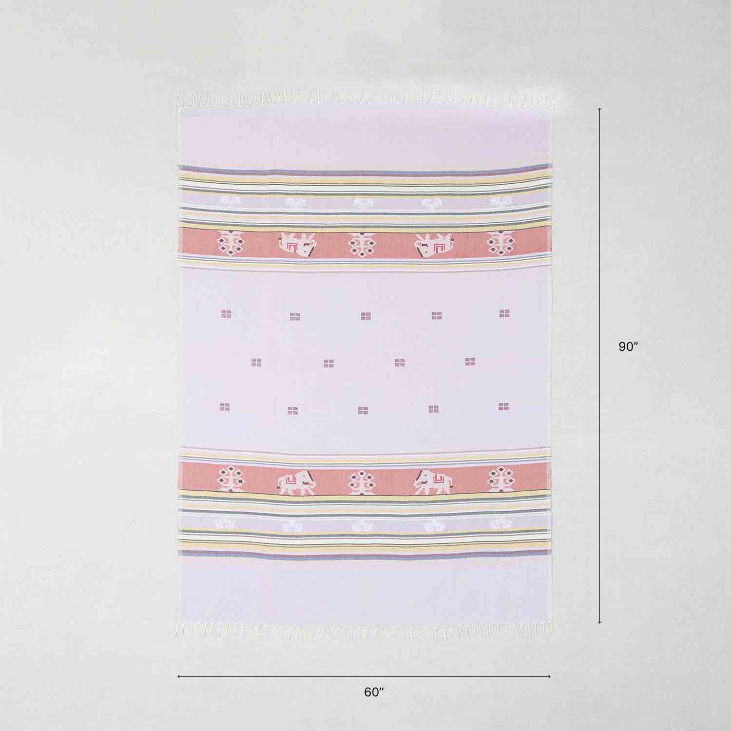 Hand-woven Bawan Buti Single Bedcover, Lavender