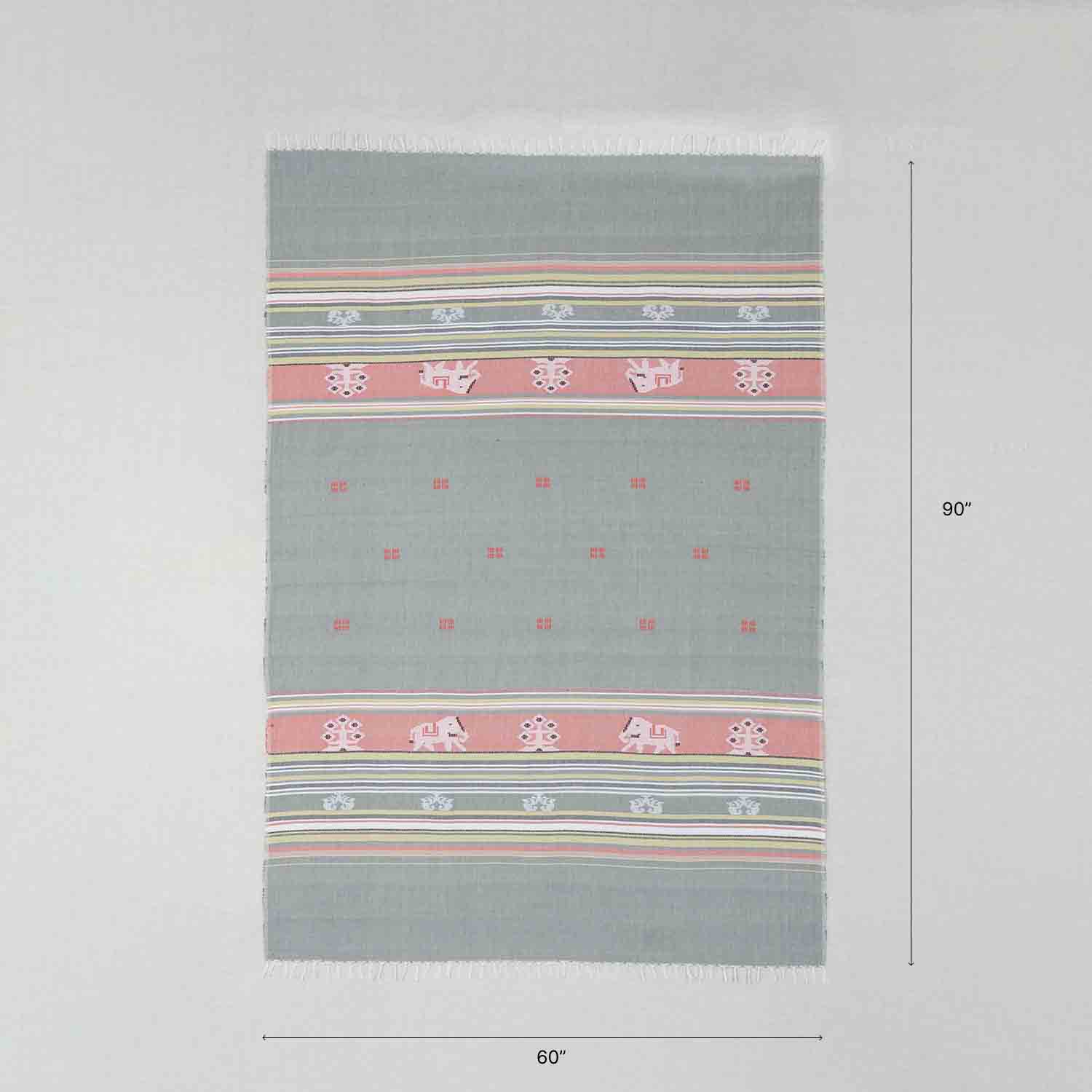 Hand-woven Bawan Buti Single Bedcover, Light Grey
