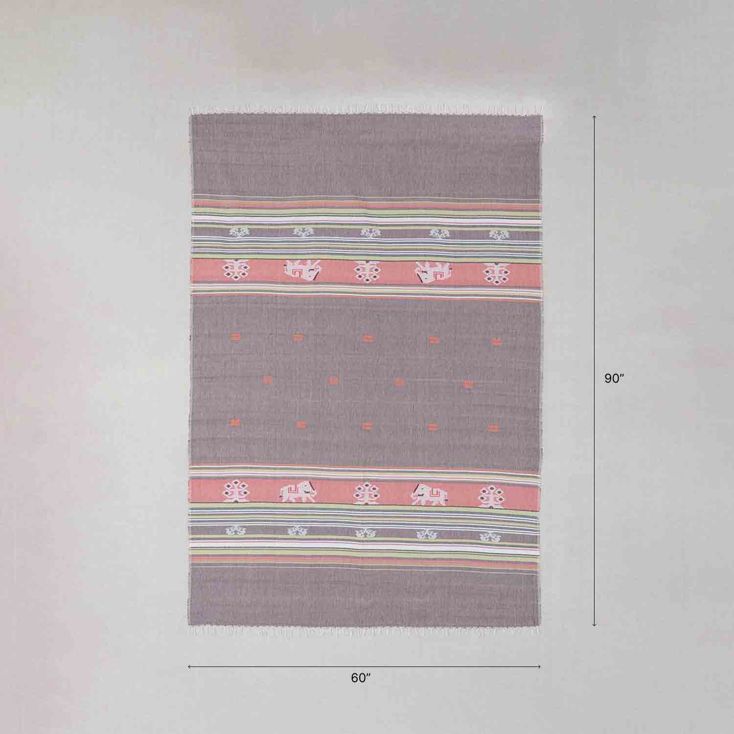 Hand-woven Bawan Buti Single Bedcover, Dark Grey