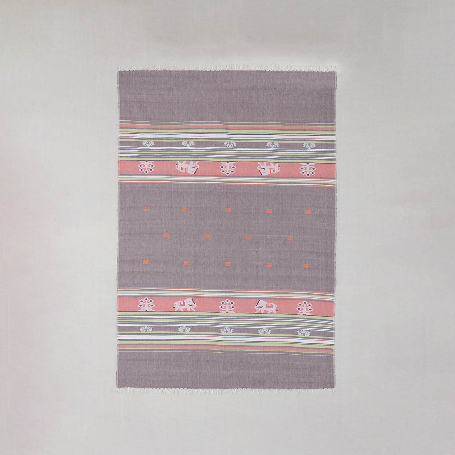 Hand-woven Bawan Buti Single Bedcover, Dark Grey
