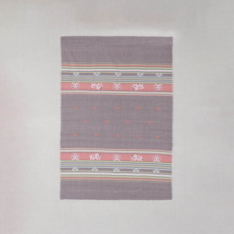 Hand-woven Bawan Buti Single Bedcover, Dark Grey