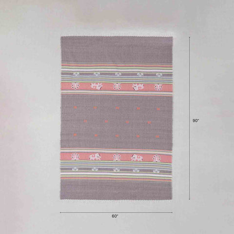 Hand-woven Bawan Buti Single Bedcover, Dark Grey