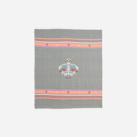 Hand-woven Bawan Buti Double Bedcover, Grey