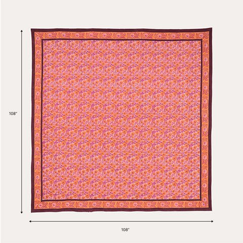 Marigold Jaal Pink Block Printed King & Super King Bedcover