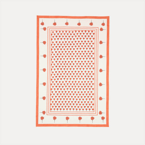 Orange Marigold Buti Block Printed Table Cloth