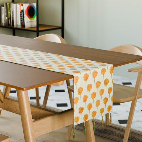 Yellow Marigold Buti Block-Printed Table Runner