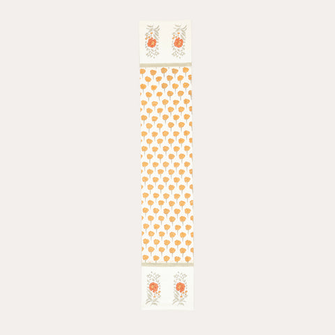 Marigold Block Printed Table Runner with 2 Buta