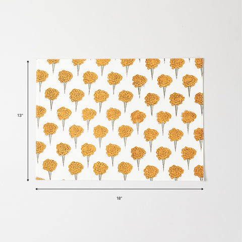 Yellow Marigold Block Printed Placemat Set of 2