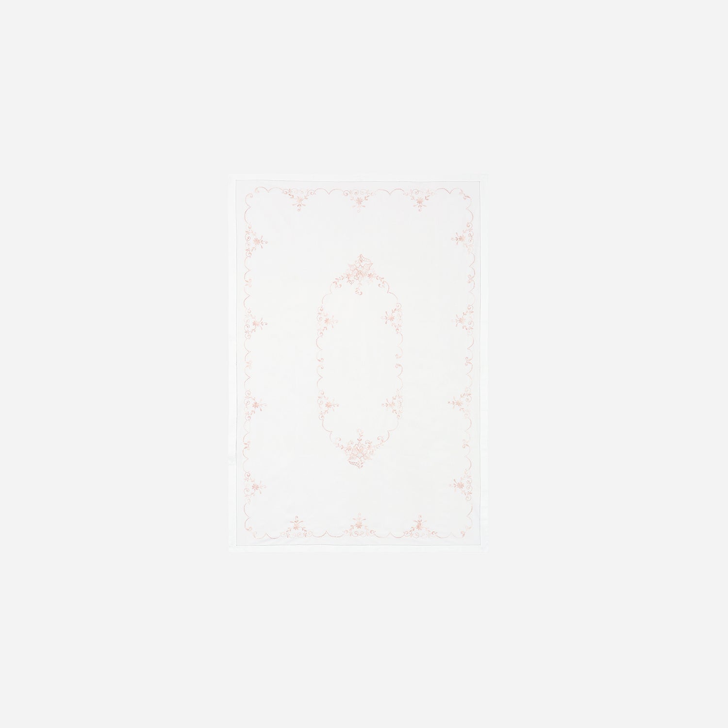 Beige Floral Embroidered Cutwork Table Cloth