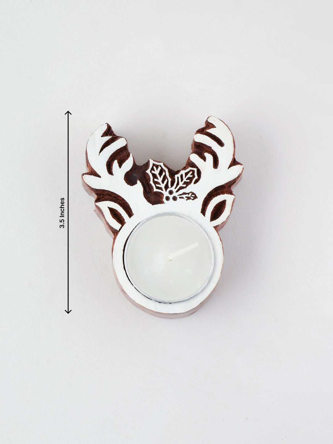 Reindeer Wooden Block Tea Light Holders Set of 2