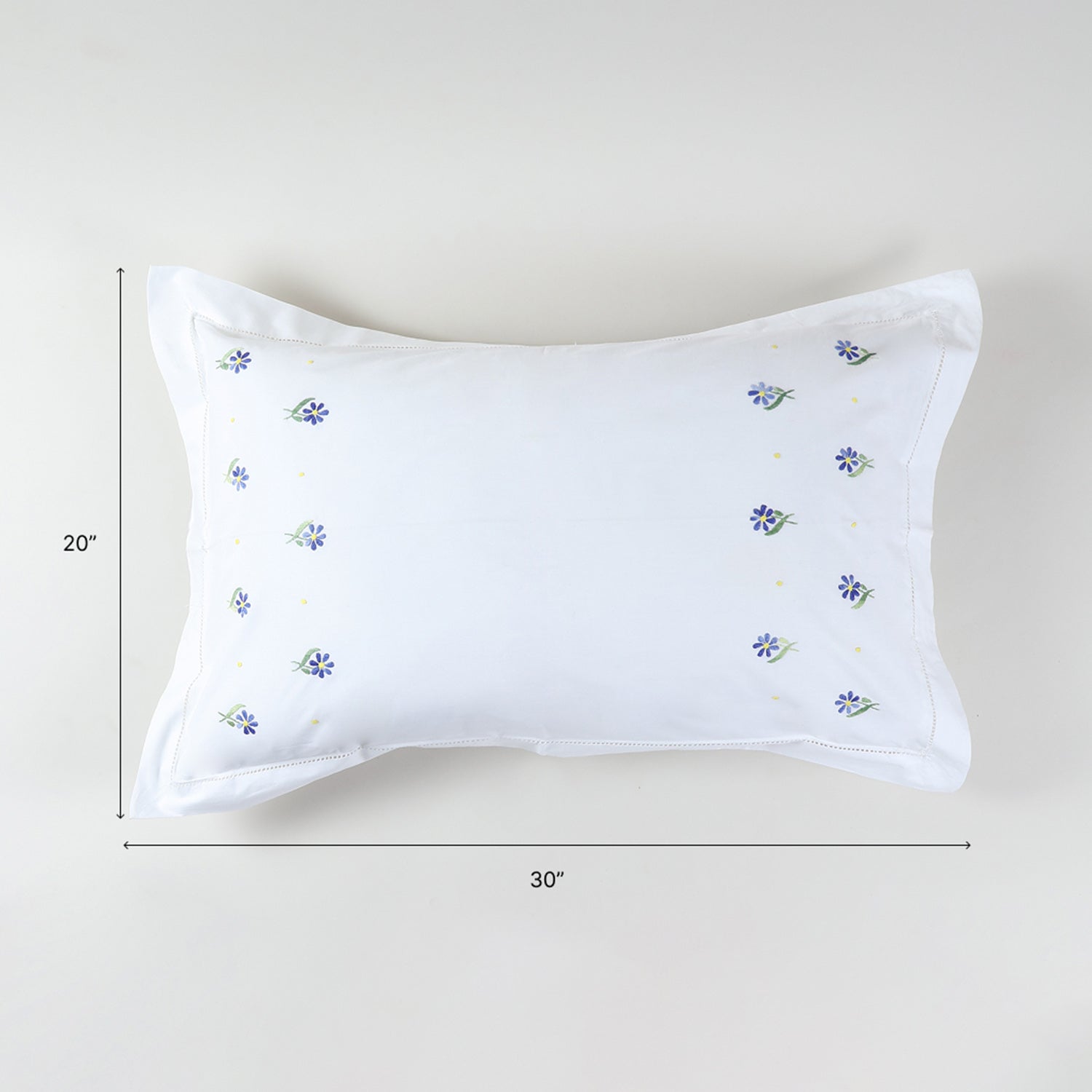 Forget-Me-Nots Embroidered Pillow Case Set of 2