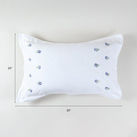 Forget-Me-Nots Embroidered Pillow Case Set of 2