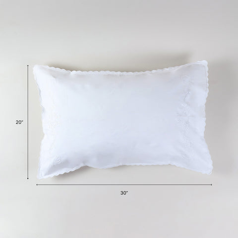 White Floral Vine Embroidered Pillow Case Set of 2