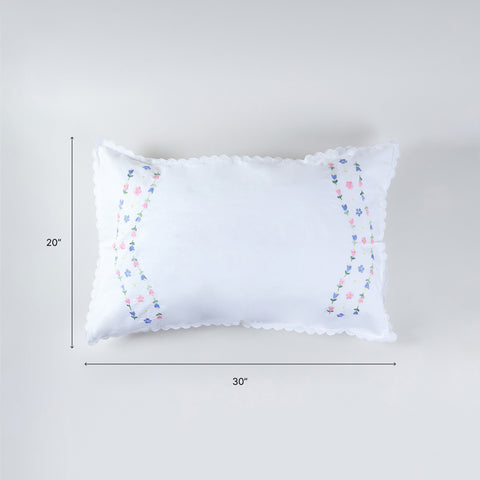 Roses Embroidered Pillow Case Set of 2