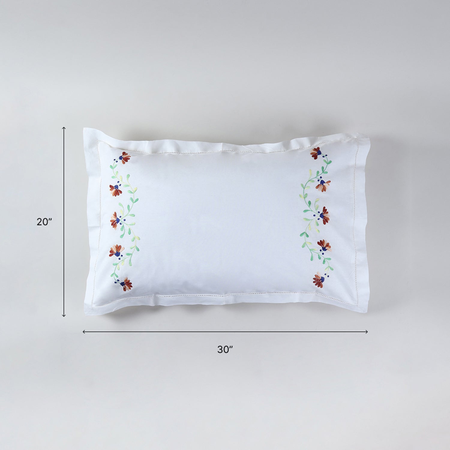 Brown Floral Vine Embroidered Pillow Case Set of 2
