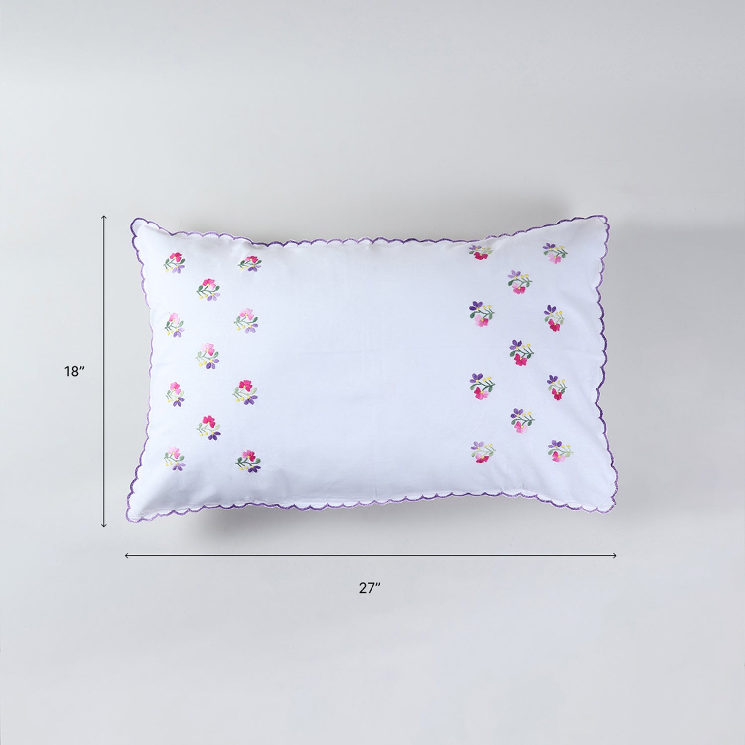 Embroidered Pillow Case Set of 2, Purple