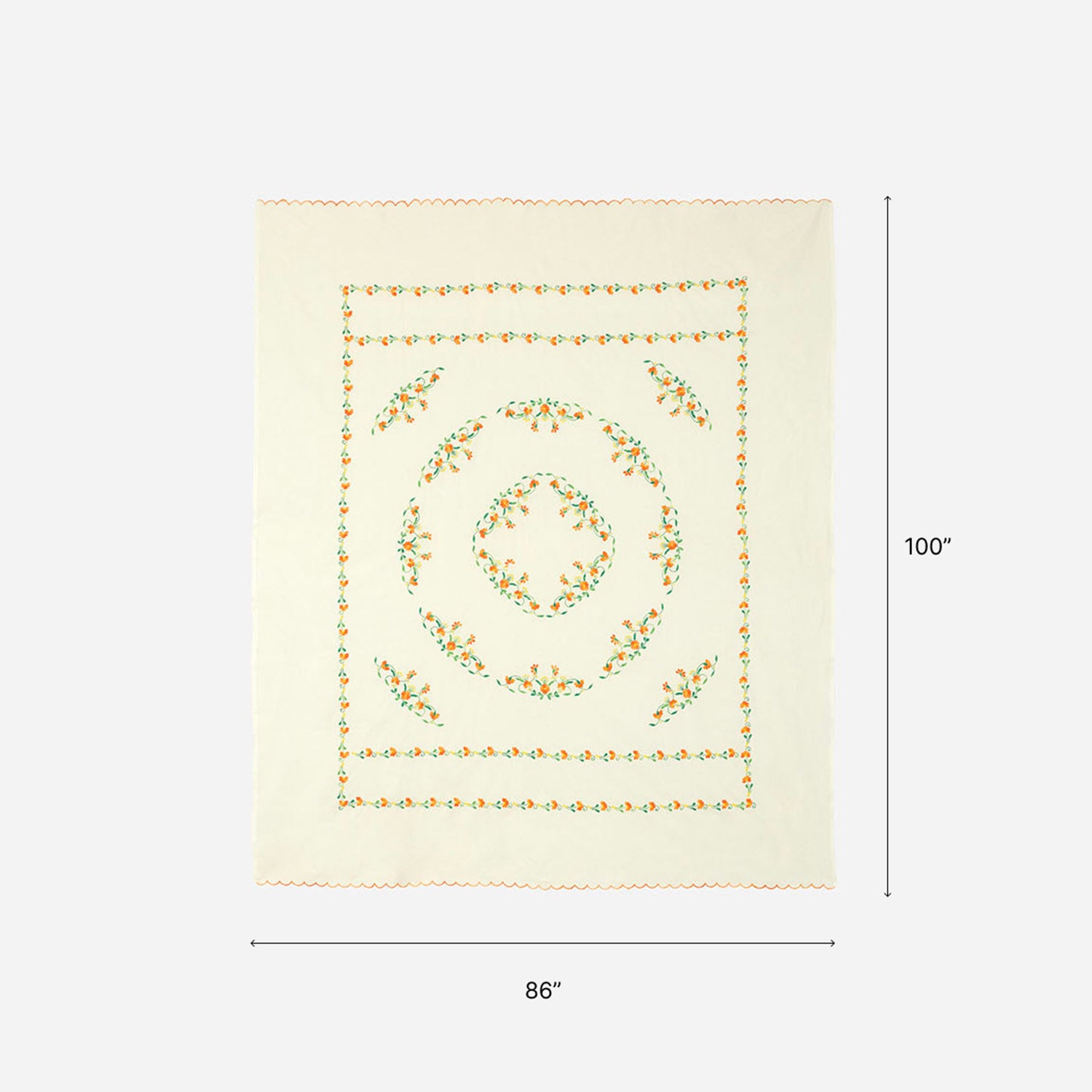 Orange Trail Embroidered Bedcover & 2 Pillow Cases